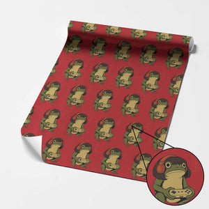 Funny Frog Bob Haircut Gamer Meme Wrapping Paper Roll Game Lover TS12 Red Print Your Wear