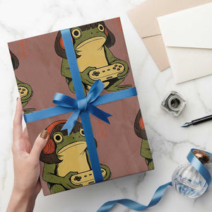 Funny Frog Bob Haircut Gamer Meme Wrapping Paper Roll Game Lover TS12 Mocha Print Your Wear