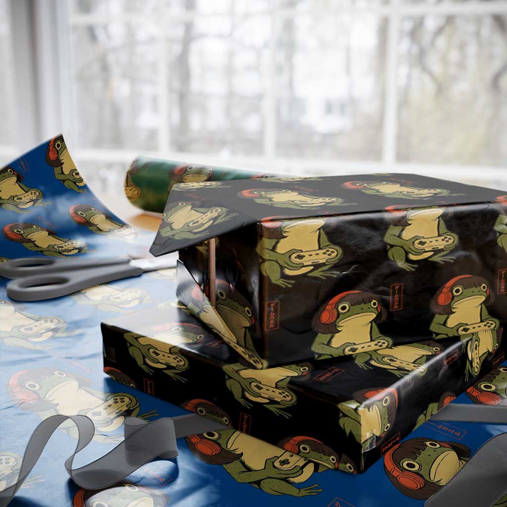 Funny Frog Bob Haircut Gamer Meme Wrapping Paper Roll Game Lover TS12 Black Print Your Wear