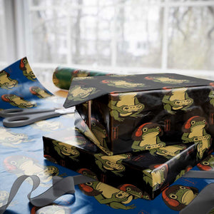 Funny Frog Bob Haircut Gamer Meme Wrapping Paper Roll Game Lover TS12 Black Print Your Wear