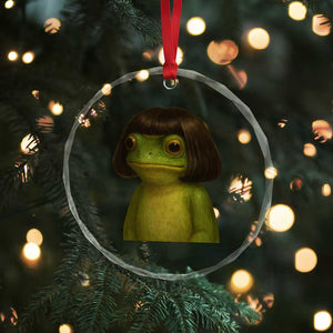 Funny Frog Bob Haircut Meme Crystal Glass Ornament Silly Toad Trends TS10 Print Your Wear