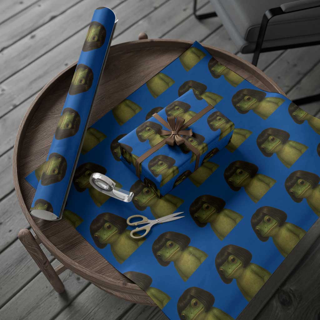 Funny Frog Bob Haircut Meme Wrapping Paper Roll Silly Toad Trends TS10 Blue Print Your Wear