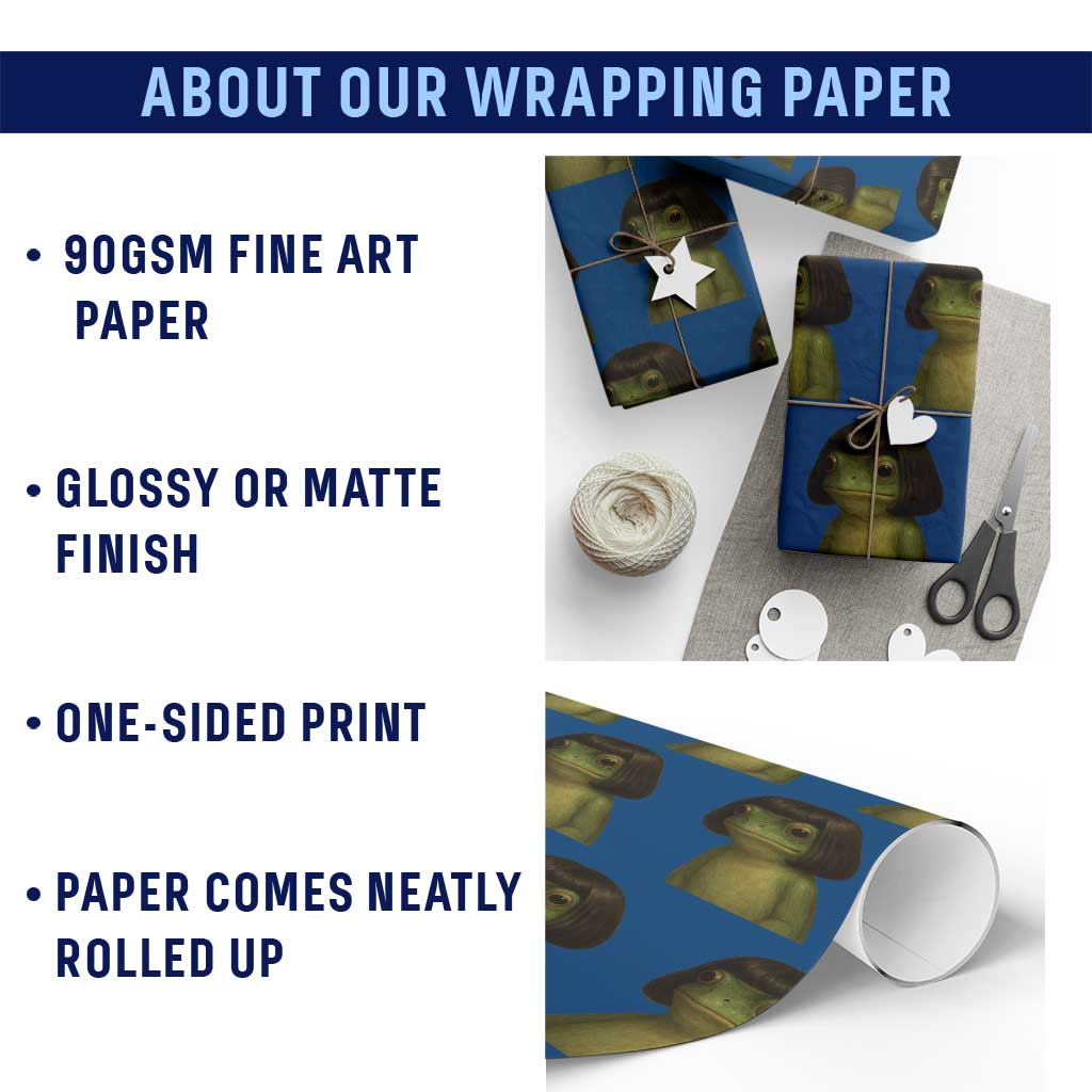 Funny Frog Bob Haircut Meme Wrapping Paper Roll Silly Toad Trends TS10 Print Your Wear