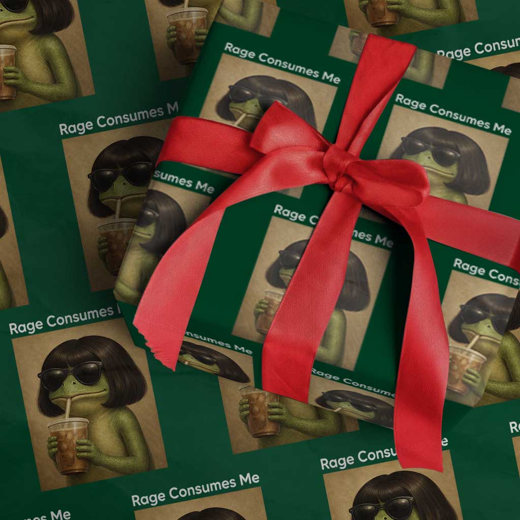 Funny Frog Bob Haircut Rage Consumes Me Wrapping Paper Roll Renaissance Painting Meme