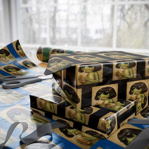 Funny Frog Bob Haircut Renaissance Painting Meme Wrapping Paper Roll