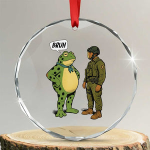 Funny Frog Bruh Resist Meme Crystal Glass Ornament Free Portland Oregon Political Satire TS02 Transparent Glass 3'' Circle Print Your Wear