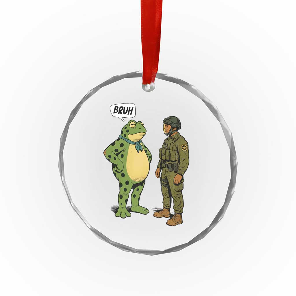 Funny Frog Bruh Resist Meme Crystal Glass Ornament Free Portland Oregon Political Satire TS02 Print Your Wear