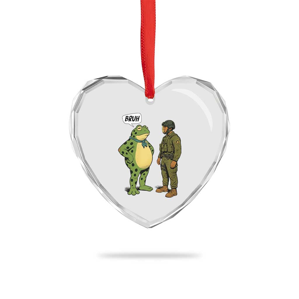 Funny Frog Bruh Resist Meme Heart Crystal Glass Ornament Free Portland Oregon Political Satire TS02 Print Your Wear