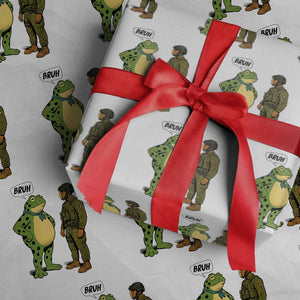Funny Frog Bruh Resist Meme Wrapping Paper Roll Free Portland Oregon Political Satire TS02 White Print Your Wear