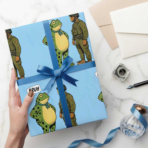 Funny Frog Bruh Resist Meme Wrapping Paper Roll Free Portland Oregon Political Satire TS02 Light Blue Print Your Wear