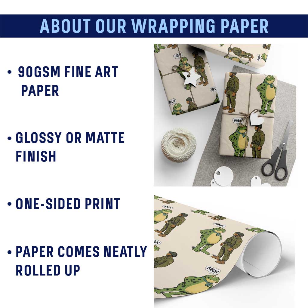 Funny Frog Bruh Resist Meme Wrapping Paper Roll Free Portland Oregon Political Satire TS02 Print Your Wear