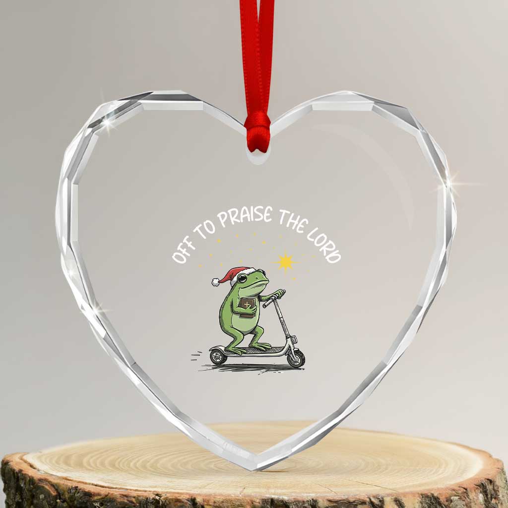 Funny Frog Christian Heart Crystal Glass Ornament Off To Praise The Lord TS14 Transparent Glass 3'' Heart Print Your Wear