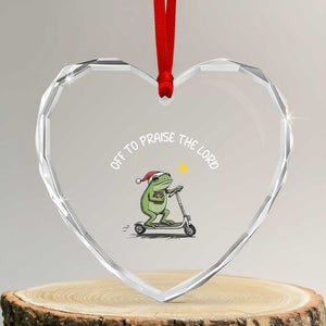 Funny Frog Christian Heart Crystal Glass Ornament Off To Praise The Lord TS14 Transparent Glass 3'' Heart Print Your Wear