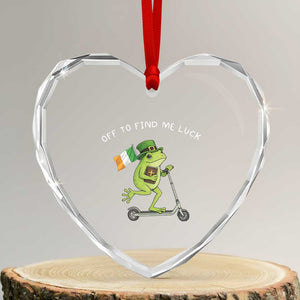 Funny Frog Christian St Patricks Day Heart Crystal Glass Ornament Off To Find Me Lucky TS14 Transparent Glass 3'' Heart Print Your Wear