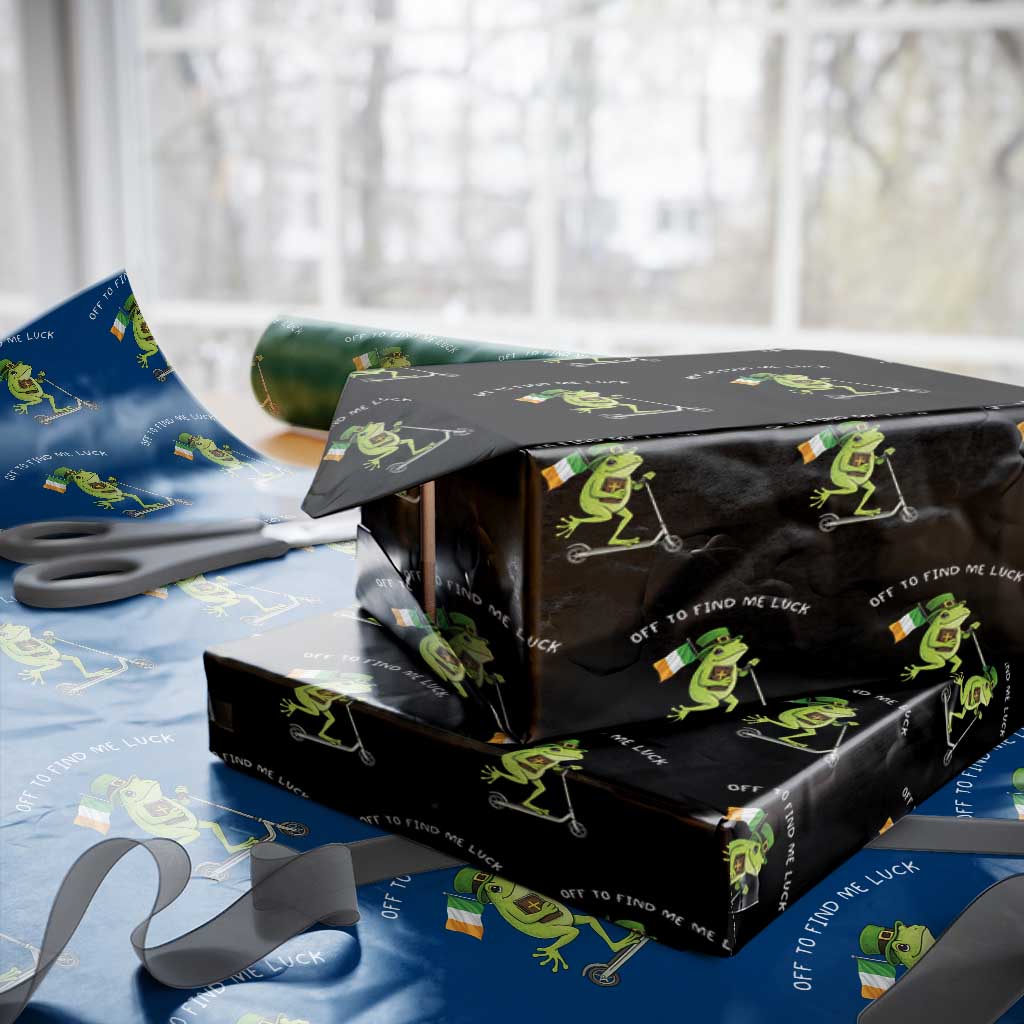 Funny Frog Christian St Patricks Day Wrapping Paper Roll Off To Find Me Lucky TS14 Black Print Your Wear