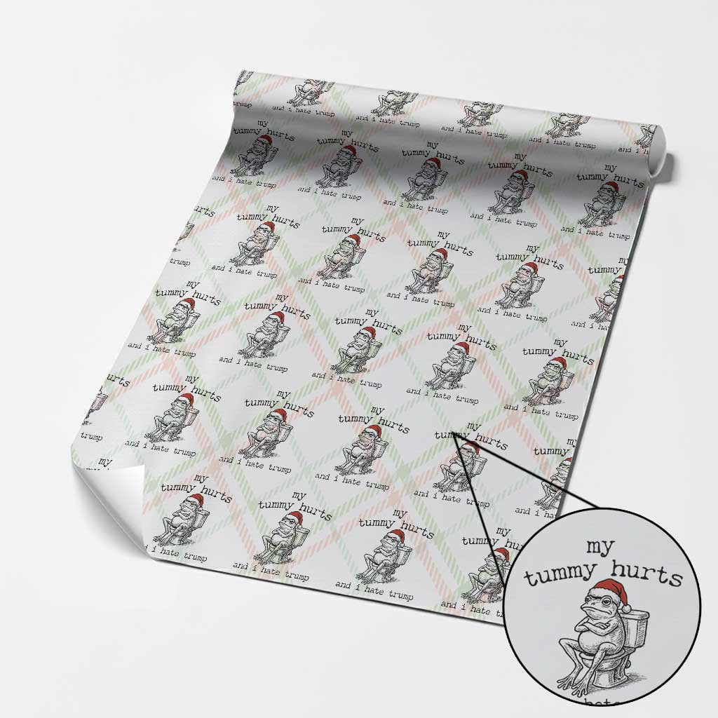 Funny Frog Christmas Wrapping Paper Roll My Tummy Hurts And I Hate Trump TS14 Christmas Plaid Print Your Wear