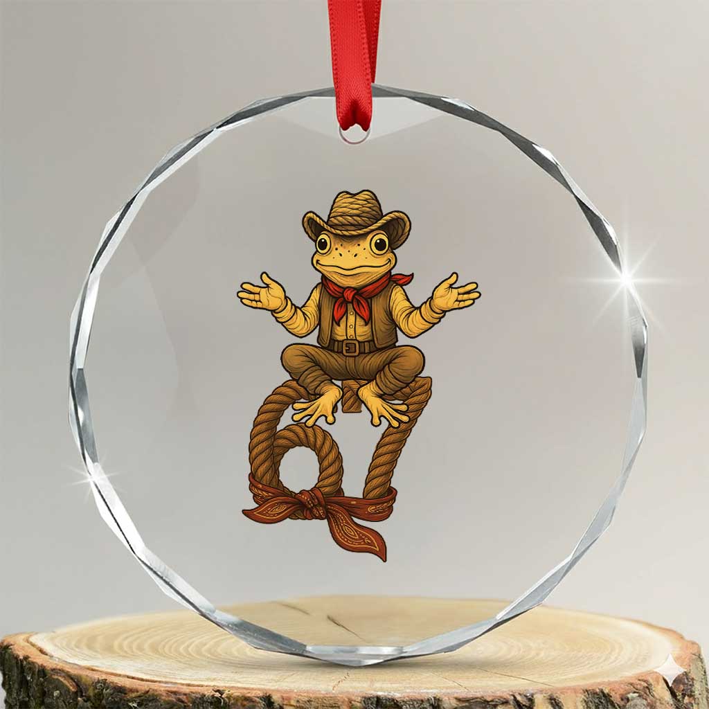 Funny Frog Cowboy Six Seven Meme Crystal Glass Ornament 67 Doot Doot Western Animal Trend Gift TS12 Transparent Glass 3'' Circle Print Your Wear