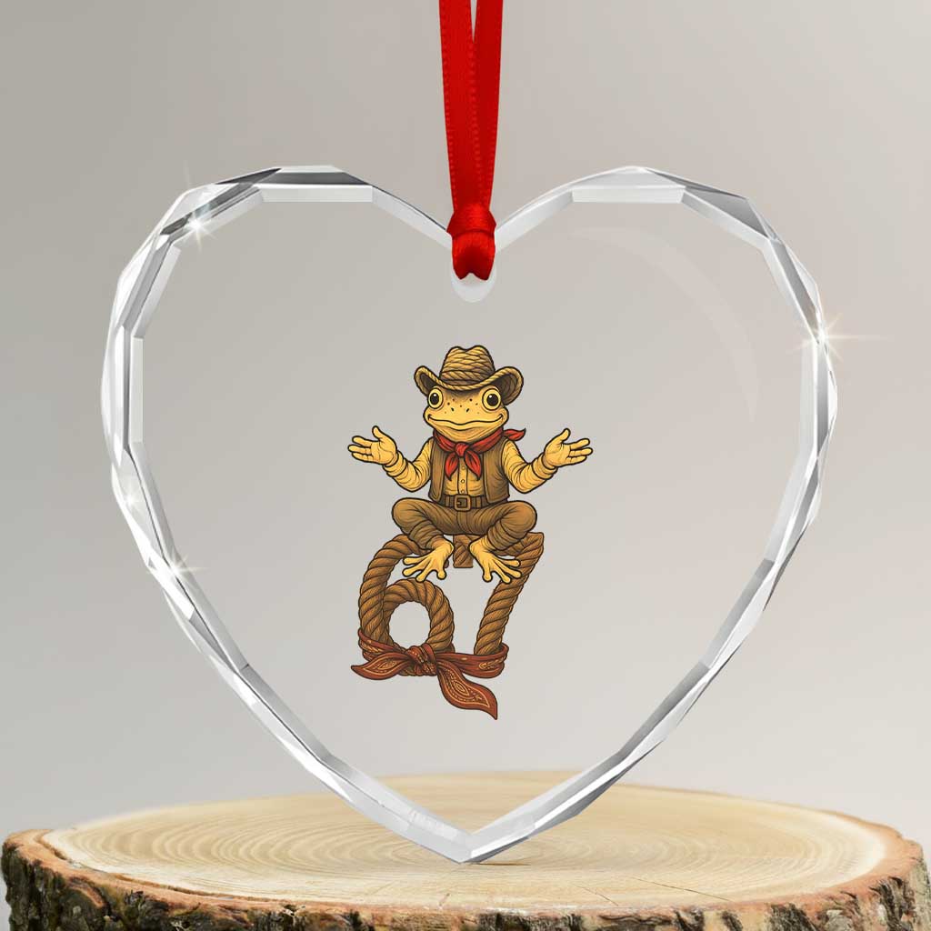 Funny Frog Cowboy Six Seven Meme Heart Crystal Glass Ornament 67 Doot Doot Western Animal Trend Gift TS12 Transparent Glass 3'' Heart Print Your Wear