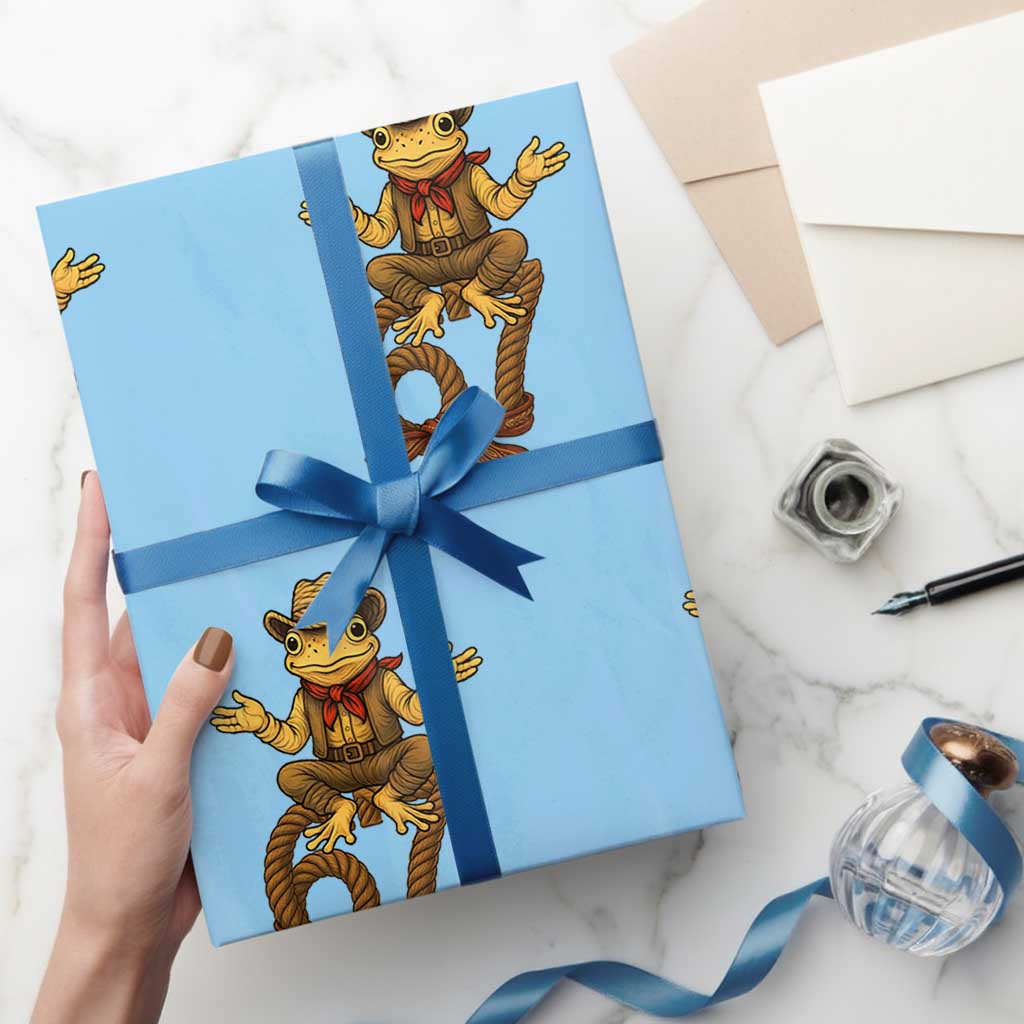 Funny Frog Cowboy Six Seven Meme Wrapping Paper Roll 67 Doot Doot Western Animal Trend Gift TS12 Light Blue Print Your Wear