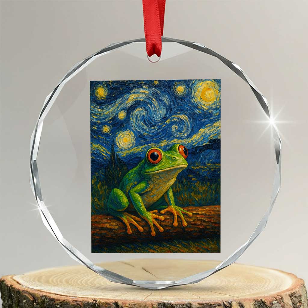 Funny Frog Crystal Glass Ornament Van Gogh Style Starry Night TS12 Transparent Glass 3'' Circle Print Your Wear
