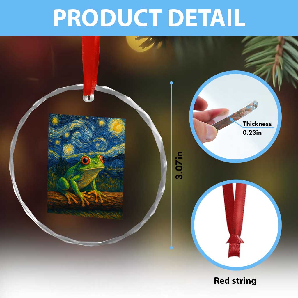 Funny Frog Crystal Glass Ornament Van Gogh Style Starry Night TS12 Print Your Wear