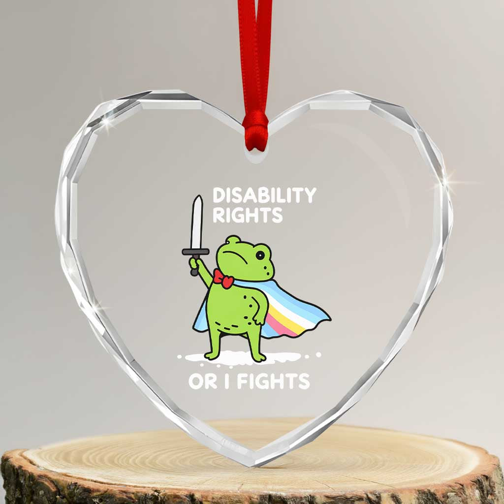 Funny Frog Disability Pride Flag Warrior Heart Crystal Glass Ornament Disability Rights Or I Fights