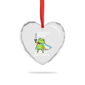 Funny Frog Disability Pride Flag Warrior Heart Crystal Glass Ornament Disability Rights Or I Fights