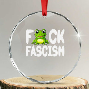 Funny Frog Fck Fascism Crystal Glass Ornament Resist Protest Human Rights TS02 Transparent Glass 3'' Circle Print Your Wear