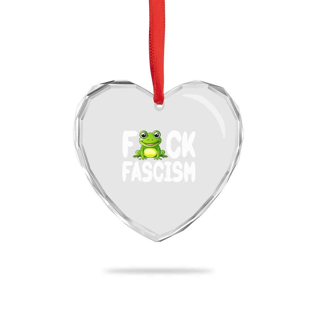 Funny Frog Fck Fascism Heart Crystal Glass Ornament Resist Protest Human Rights TS02 Print Your Wear