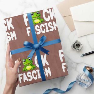 Funny Frog Fck Fascism Wrapping Paper Roll Resist Protest Human Rights TS02 Mocha Print Your Wear