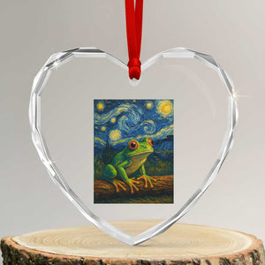 Funny Frog Heart Crystal Glass Ornament Van Gogh Style Starry Night TS12 Transparent Glass 3'' Heart Print Your Wear