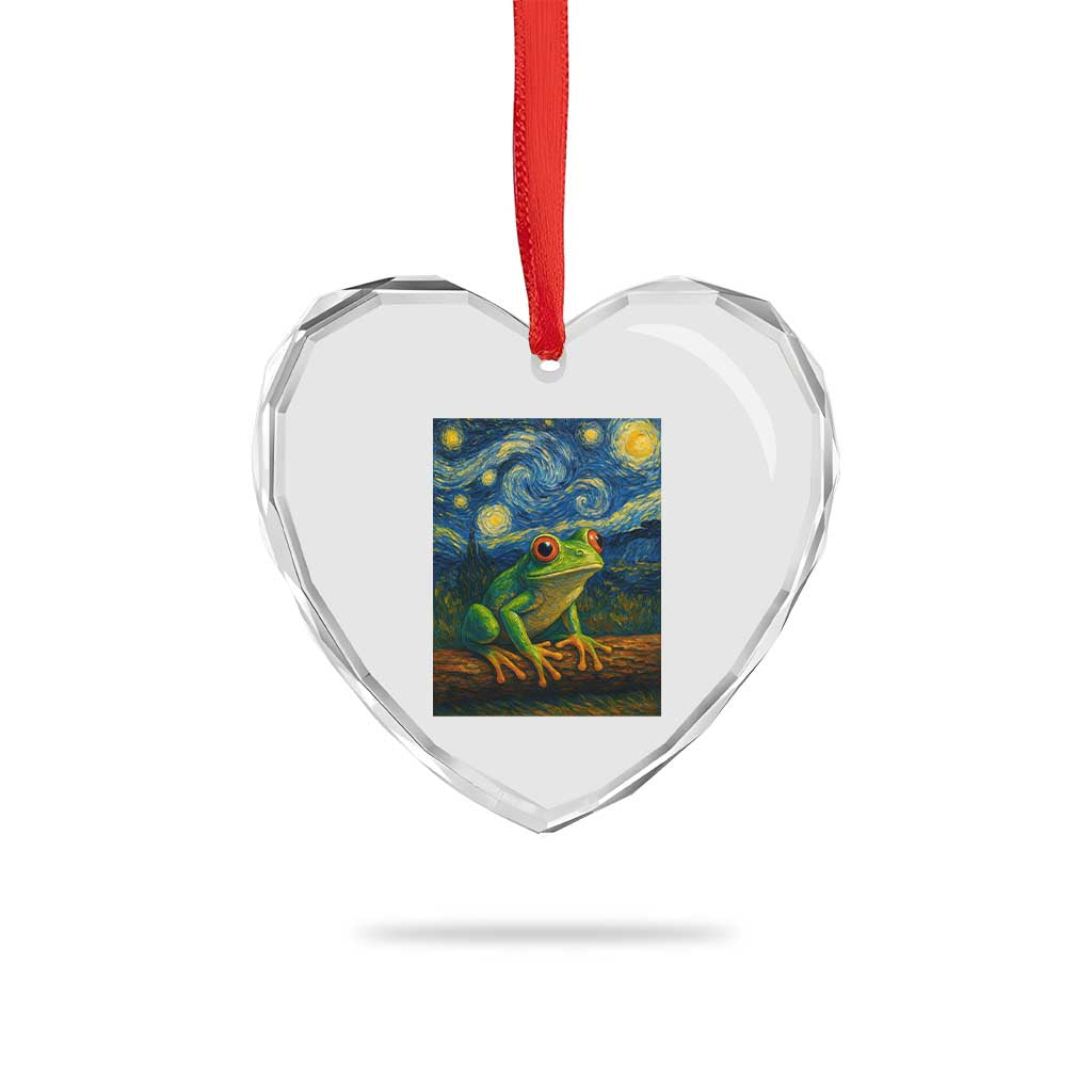 Funny Frog Heart Crystal Glass Ornament Van Gogh Style Starry Night TS12 Print Your Wear