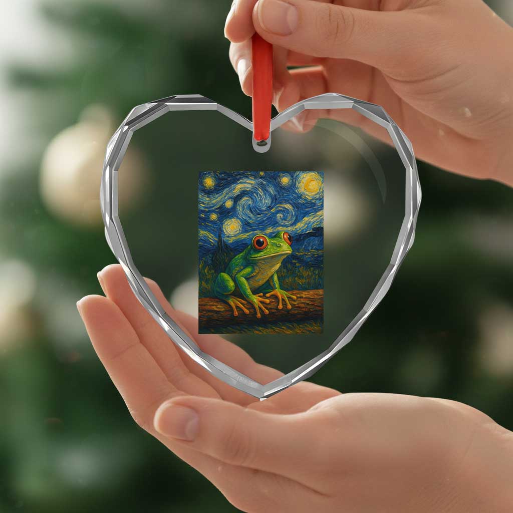 Funny Frog Heart Crystal Glass Ornament Van Gogh Style Starry Night TS12 Print Your Wear