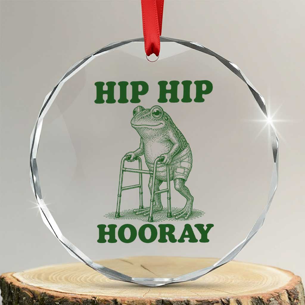 Funny Frog Hip Surgery Recovery Graphic Crystal Glass Ornament Get Well Soon Gifts TS10 Transparent Glass 3'' Circle Print Your Wear