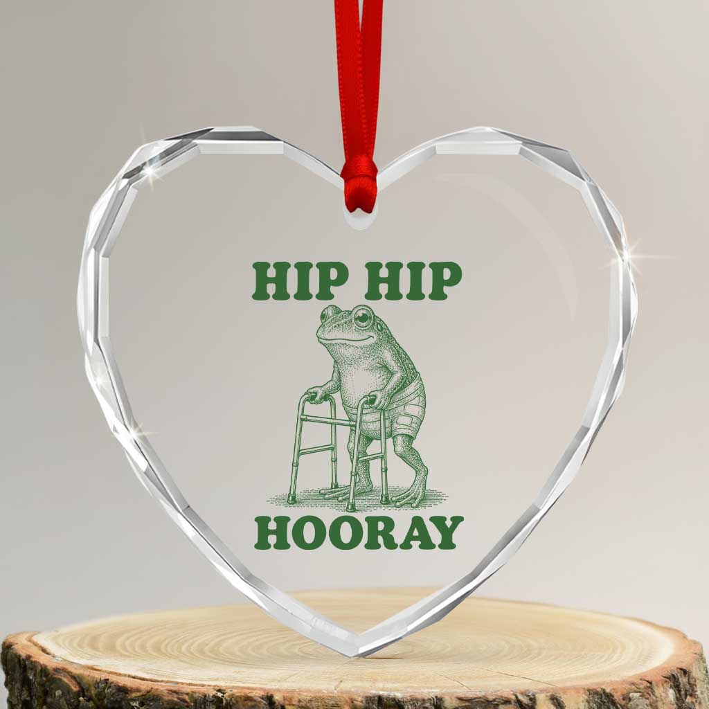 Funny Frog Hip Surgery Recovery Graphic Heart Crystal Glass Ornament Get Well Soon Gifts TS10 Transparent Glass 3'' Heart Print Your Wear