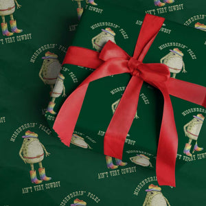 Funny Frog LGBTQ Wrapping Paper Roll Misgenderin Folks Aint Very Cowboy Pride Rainbow TS10 Green Print Your Wear