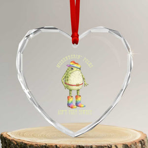 Funny Frog LGBTQ Heart Crystal Glass Ornament Misgenderin Folks Aint Very Cowboy Pride Rainbow TS10 Transparent Glass 3'' Heart Print Your Wear