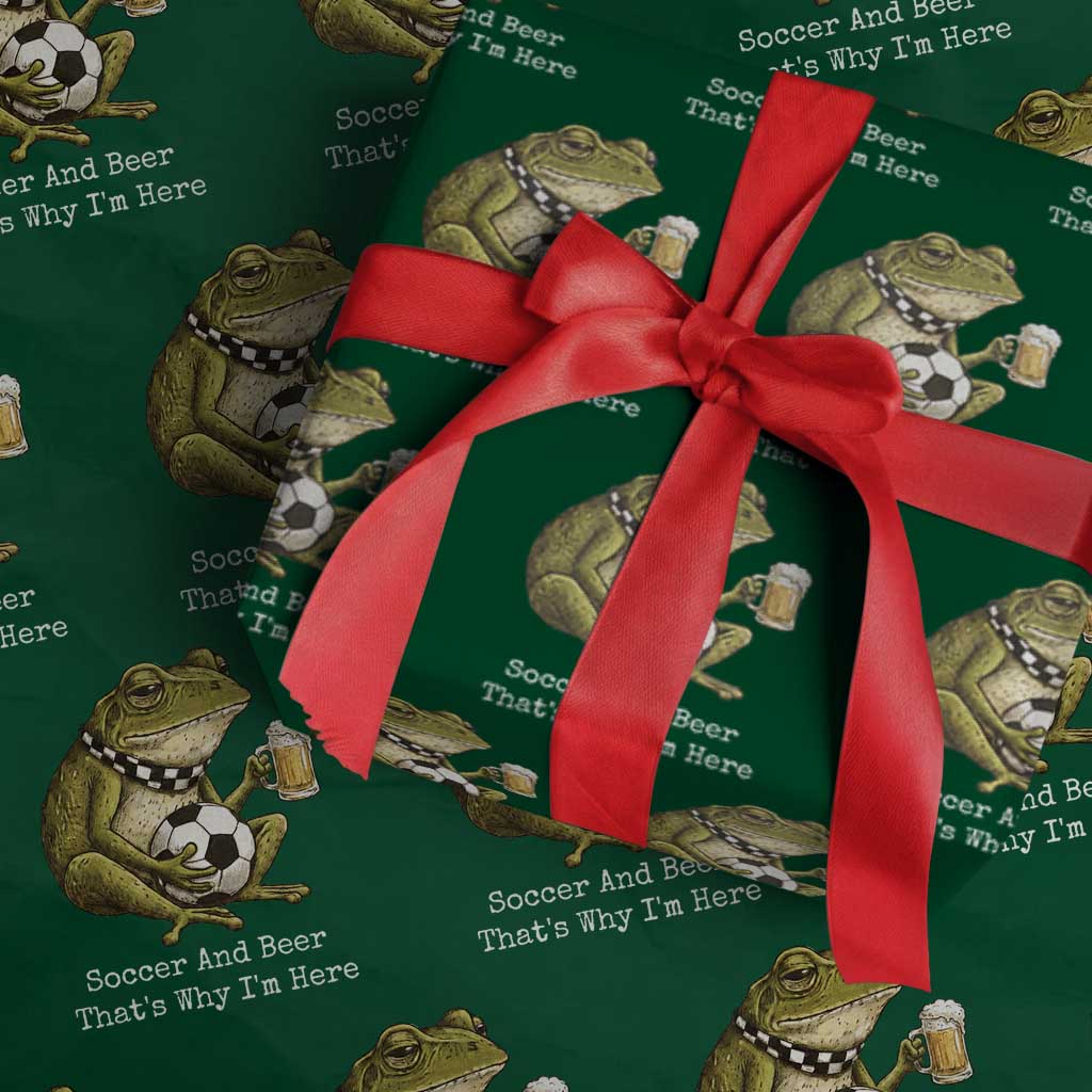 Funny Frog Lover Wrapping Paper Roll Soccer And Beer That Is Why I Am Here TS12 Green Print Your Wear
