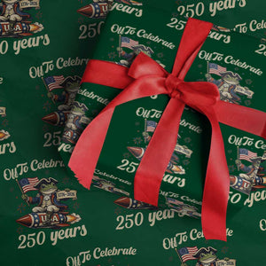 Funny Frog Off To Celebrate 250 Years Of Freedom Wrapping Paper Roll Patriotic Gift TS12 Green Print Your Wear