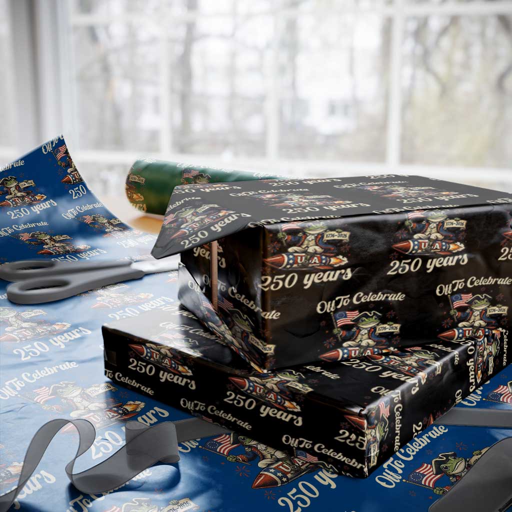Funny Frog Off To Celebrate 250 Years Of Freedom Wrapping Paper Roll Patriotic Gift TS12 Black Print Your Wear