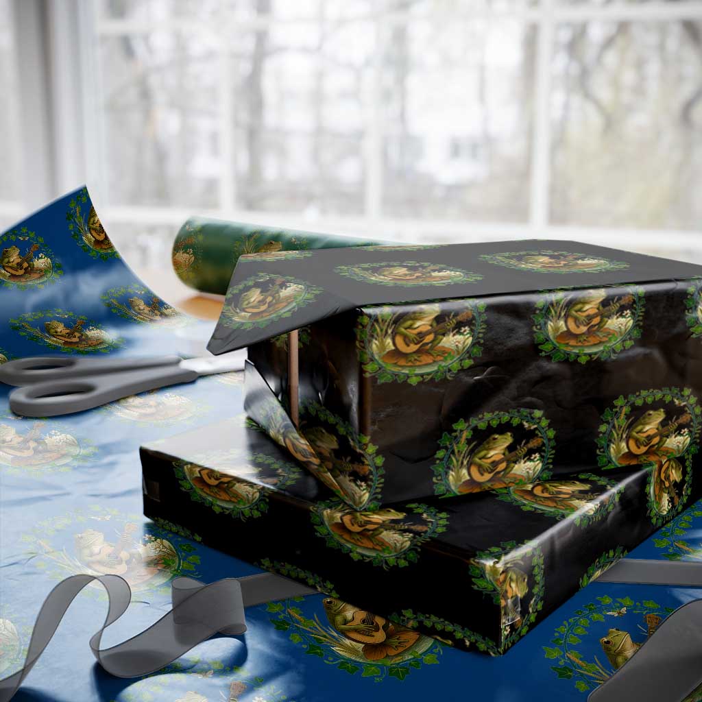 Funny Frog Playing Guitar Wrapping Paper Roll Music Lovers Gift TS12 Black Print Your Wear