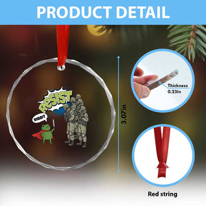 Funny Frog Protest Comic Graphic Crystal Glass Ornament Ribbit Resist Stand Against TS02 Print Your Wear