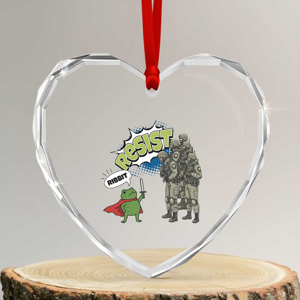 Funny Frog Protest Comic Graphic Heart Crystal Glass Ornament Ribbit Resist Stand Against TS02 Transparent Glass 3'' Heart Print Your Wear