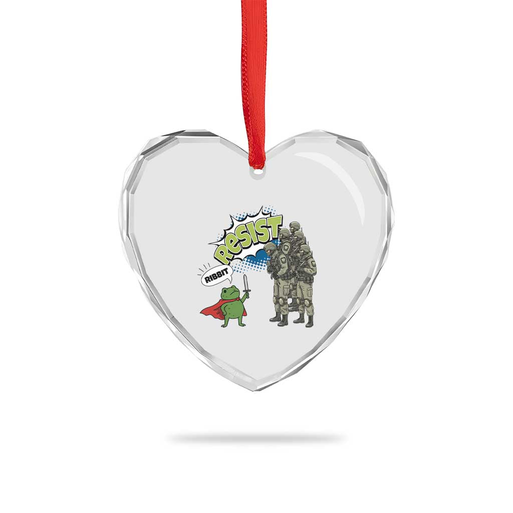 Funny Frog Protest Comic Graphic Heart Crystal Glass Ornament Ribbit Resist Stand Against TS02 Print Your Wear