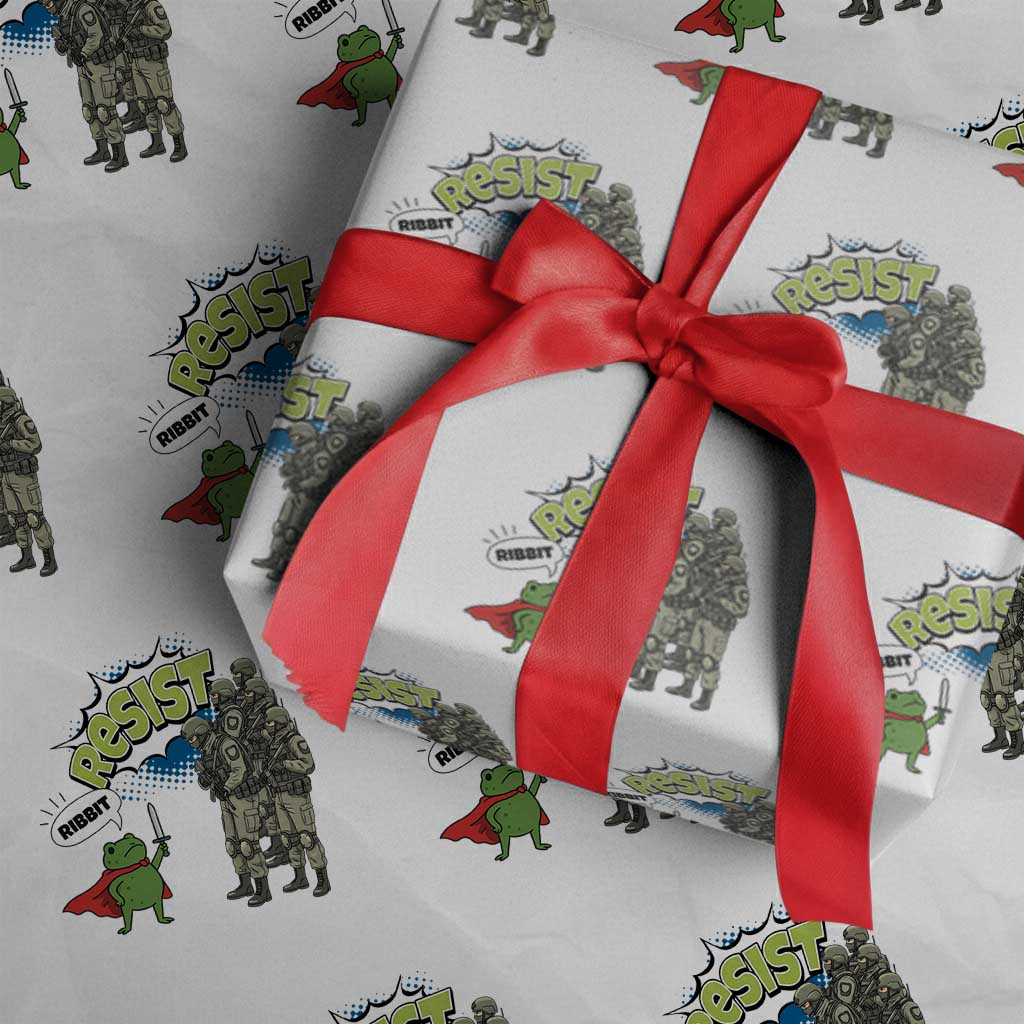 Funny Frog Protest Comic Graphic Wrapping Paper Roll Ribbit Resist Stand Against TS02 White Print Your Wear