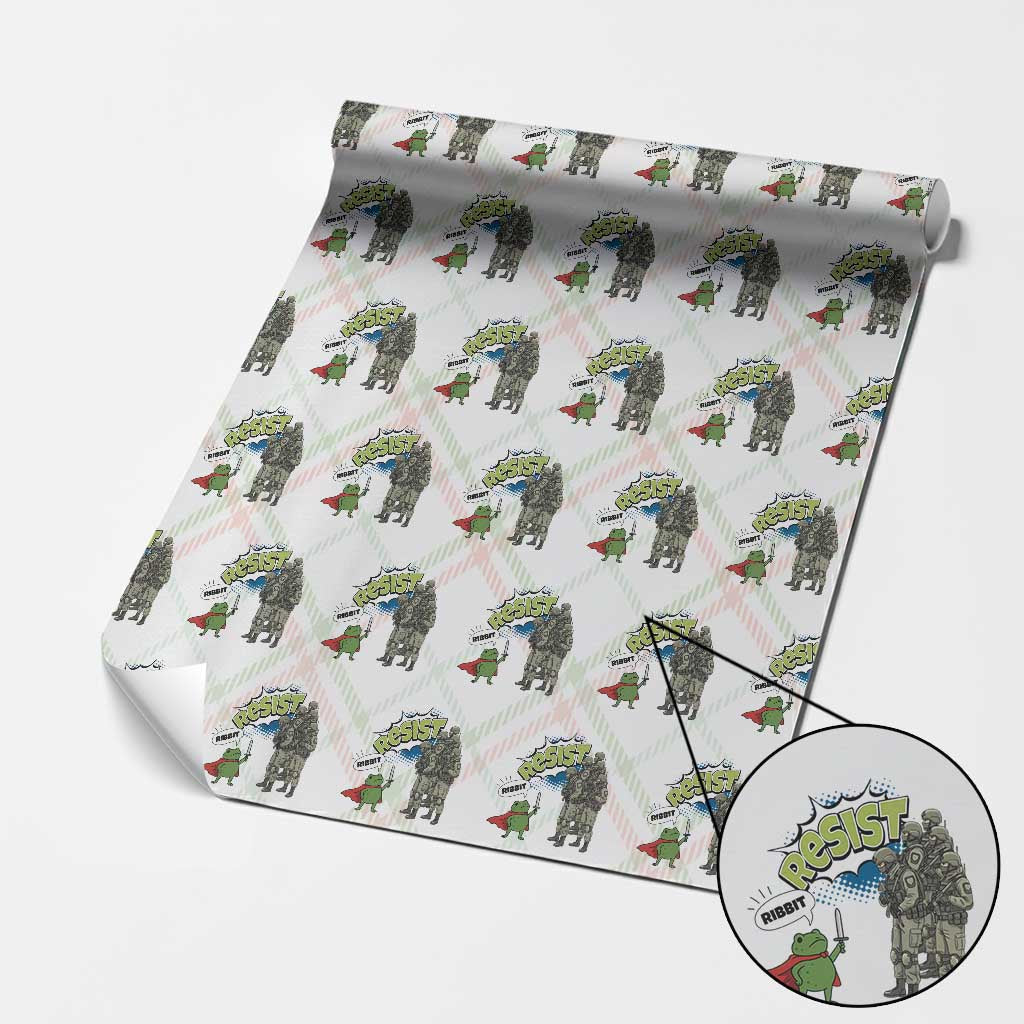 Funny Frog Protest Comic Graphic Wrapping Paper Roll Ribbit Resist Stand Against TS02 Christmas Plaid Print Your Wear