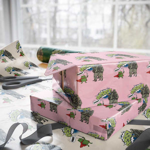 Funny Frog Protest Comic Graphic Wrapping Paper Roll Ribbit Resist Stand Against TS02 Light Pink Print Your Wear