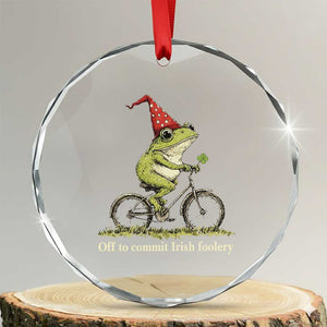 Funny Frog St Patricks Day Crystal Glass Ornament Off To Commit Irish Foolery Four Leaf Clover TS11 Transparent Glass 3'' Circle Print Your Wear