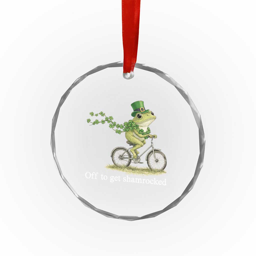 Funny Frog St Patricks Day Meme Crystal Glass Ornament Off To Get Shamrocked TS14 Print Your Wear