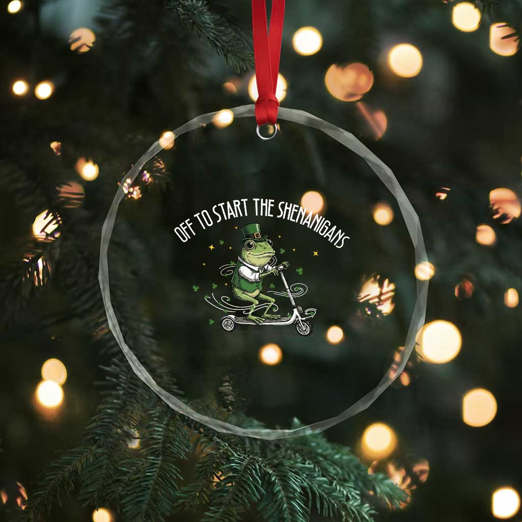 Funny Frog St Patricks Day Meme Crystal Glass Ornament Off To Start The Shenanigans TS14 Print Your Wear